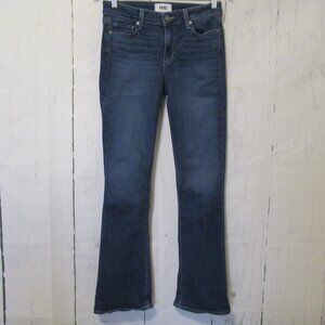 Paige Jeans 27 Manhattan Kaley High Rise Boot Cut Wash Dark Distressed